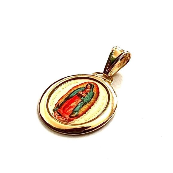 Guadalupe Virgin Mary 14k Solid Gold Pendant | perfect gift | faith | Guadalupe - Picture 7 of 9